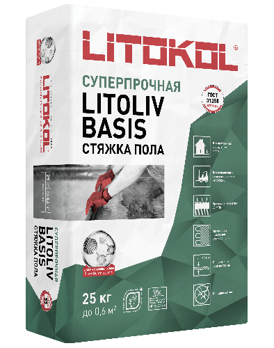 Грубый ровнитель для пола LITOLIV BASIS, мешок, 25 кг, LITOKOL